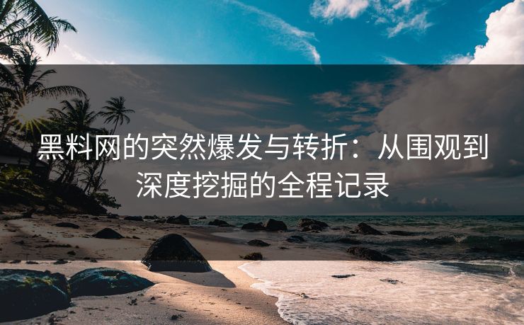 黑料网的突然爆发与转折：从围观到深度挖掘的全程记录